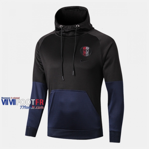 Magasins Veste Foot PSG Paris Avec Capuche Jordan Noir/Bleu 2019/2020 Nouveau Promo