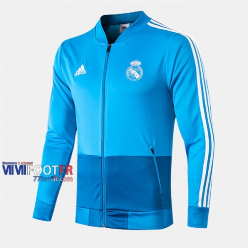 Magasins Veste Foot Real Madrid Bleu 2019/2020 Nouveau Promo