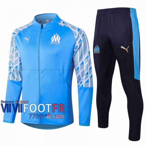 77footfr Marseille Survetement Foot Enfant - Veste Bleu clair 20-21 E470