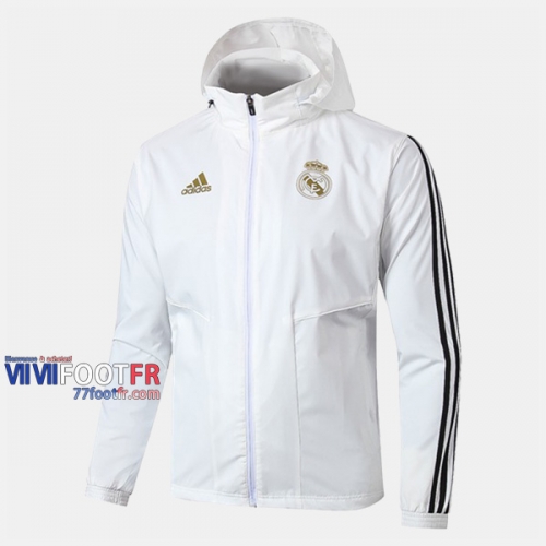 Boutique Veste Foot Coupe-Vent Real Madrid Blanc 2019/2020 Nouveau Promo