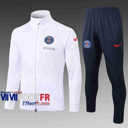 Veste de foot PSG 2020 2021 blanc A326#