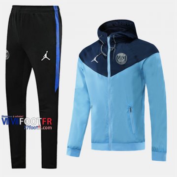 Meilleur Ensemble Veste Coupe-Vent Survetement Foot PSG Paris Saint Germain Bleu Slim 2020/2021 Nouveau