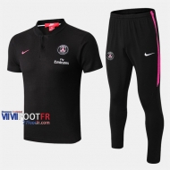 Ensemble Polo Foot PSG Paris Saint Germain Costume Manche Courte Retro Noir 2019/2020 Nouveau