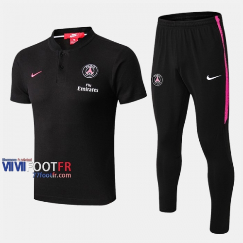 Ensemble Polo Foot PSG Paris Saint Germain Costume Manche Courte Retro Noir 2019/2020 Nouveau