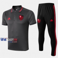 Ensemble Polo Foot Flamengo Costume Manche Courte Retro Gris 2019/2020 Nouveau