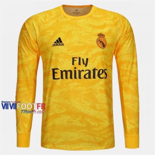 Nouveau Flocage Maillot De Foot Gardien Real Madrid Homme Jaune 2019-2020 Personnalise :77Footfr