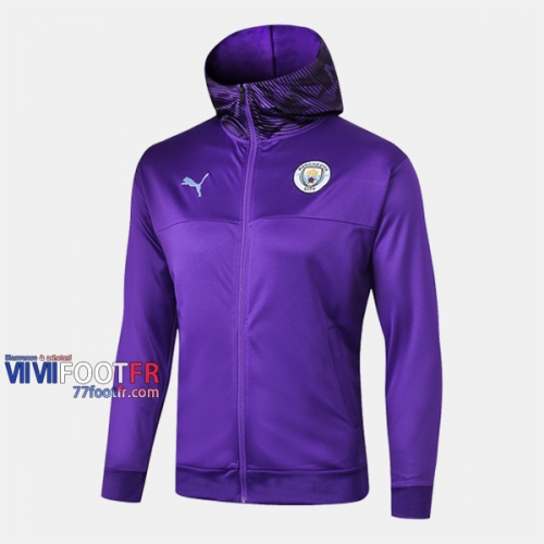 Magasins Veste Foot Coupe-Vent Manchester City Pourpre 2019/2020 Nouveau Promo