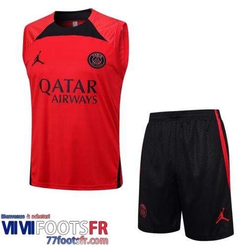 Survetement Sans manches PSG rouge Homme 2023 2024 TG875