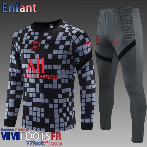 Survetement de Foot PSG gris noir Enfant 21 22 TK188