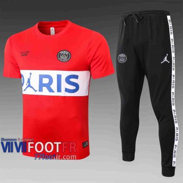 77footfr Survetement Foot T-shirt PSG Jordan rouge 2020 2021 TT34