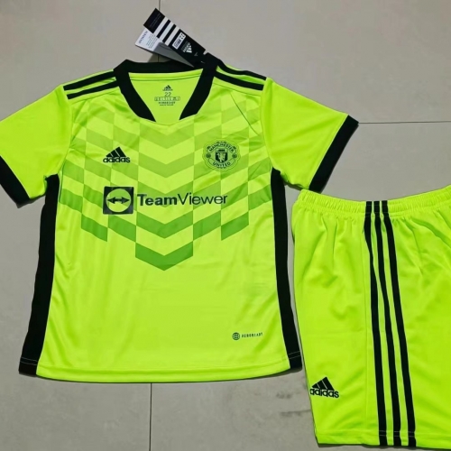 Ensemble Maillot Manchester United vert Enfant Third 2022 2023