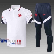 Polo de foot France 2020 2021 Blanc C487#