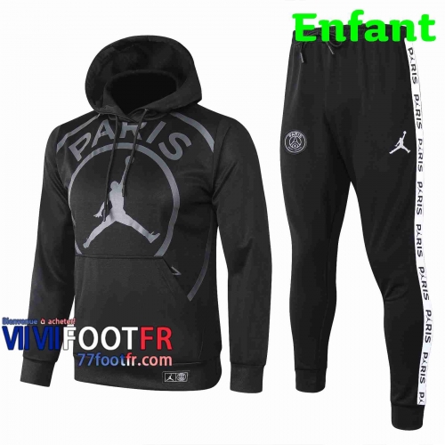 Survetement Foot PSG Sweat a Capuche Enfant - Veste noir 2020 2021 gris Airman