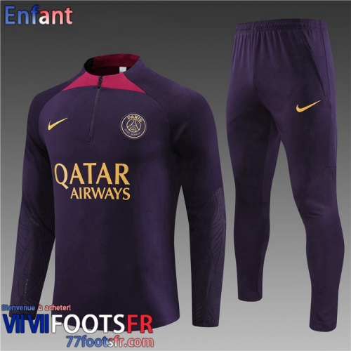 KIT: Survetement de Foot + Pantalon PSG Violet Enfant 2023 2024 TK643