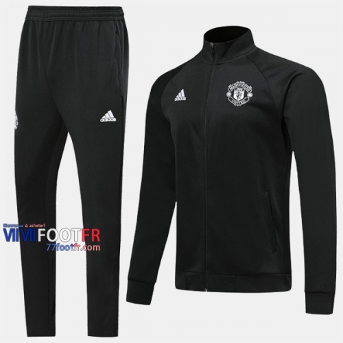 A++ Qualité Ensemble Veste Survetement Foot Manchester United Noir Polyester 2019-2020 Nouveau